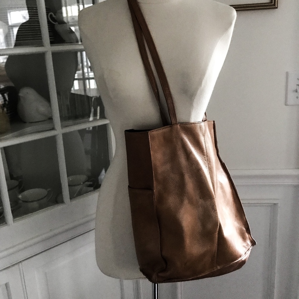 Brown Genuine Leather Tote Bag
